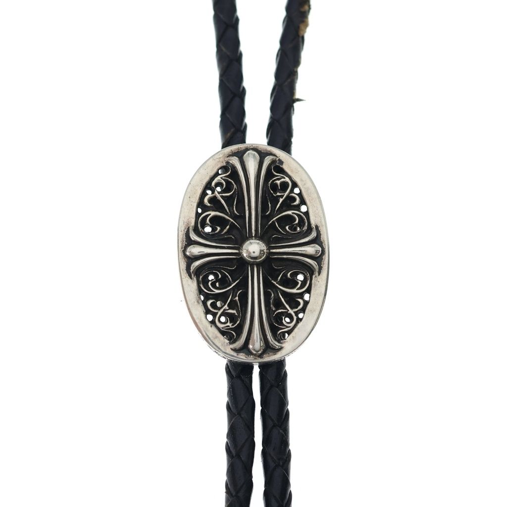 Chrome Hearts Bolotie Ovaltiny Tiny Classic Oval Cross Loop Tie Silver Black — view 3