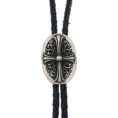 Chrome Hearts Bolotie Ovaltiny Tiny Classic Oval Cross Loop Tie Silver Black — view 3