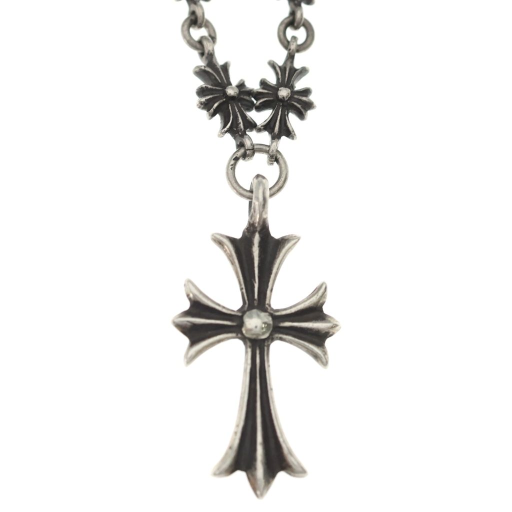 Chrome Hearts Vintage Tiny CH Pls CH Cross CH Plus Link Necklace Silver — view 3
