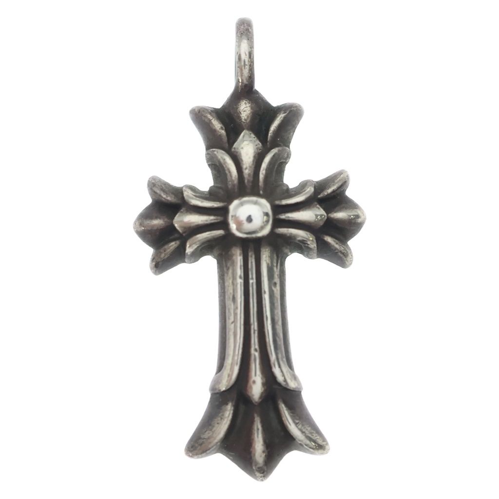Chrome Hearts Dbl CH Crs Double CH Cross Charm Pendant Top Silver