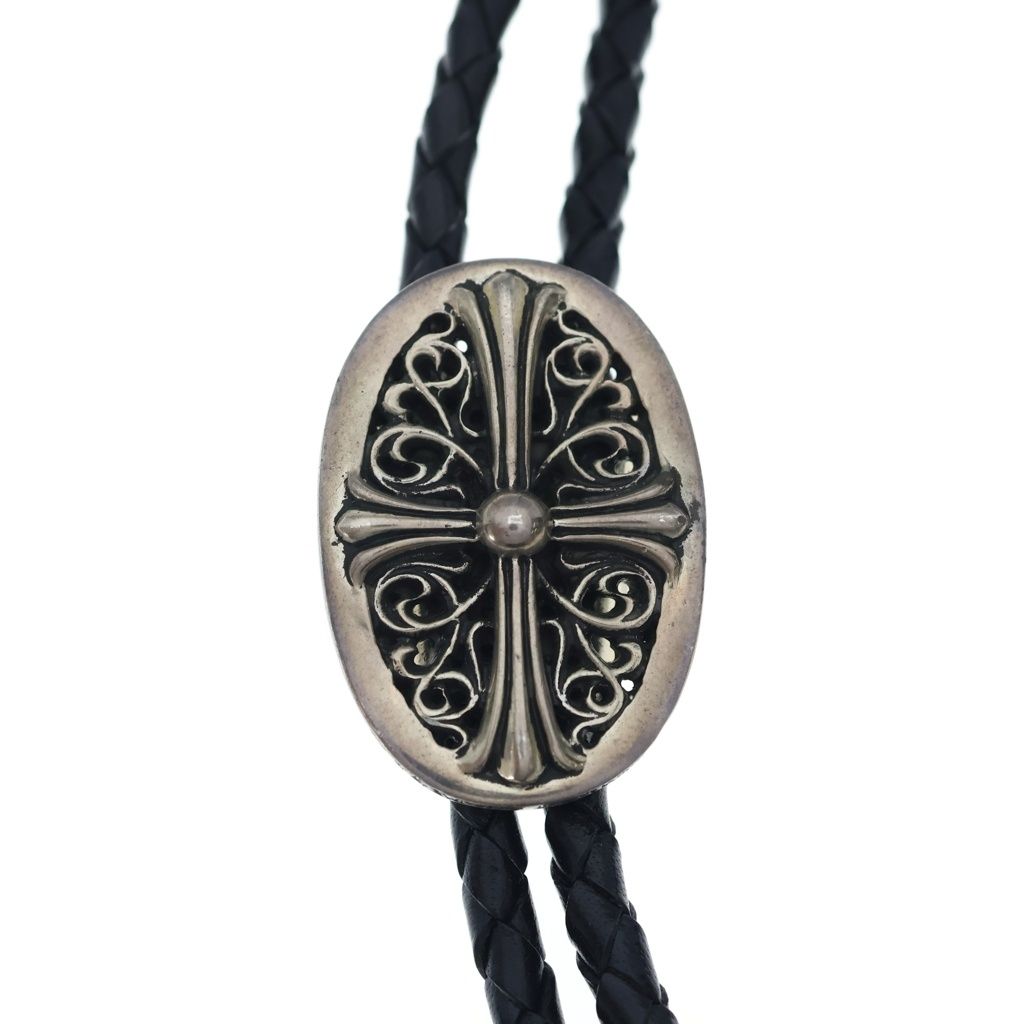 Chrome Hearts Bolotie Ovaltiny Tiny Classic Oval Cross Loop Tie Silver Black — view 3