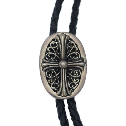 Chrome Hearts Bolotie Ovaltiny Tiny Classic Oval Cross Loop Tie Silver Black — view 3