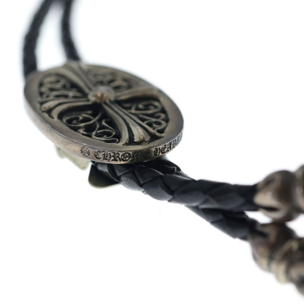 Chrome Hearts Bolotie Ovaltiny Tiny Classic Oval Cross Loop Tie Silver Black — view 5
