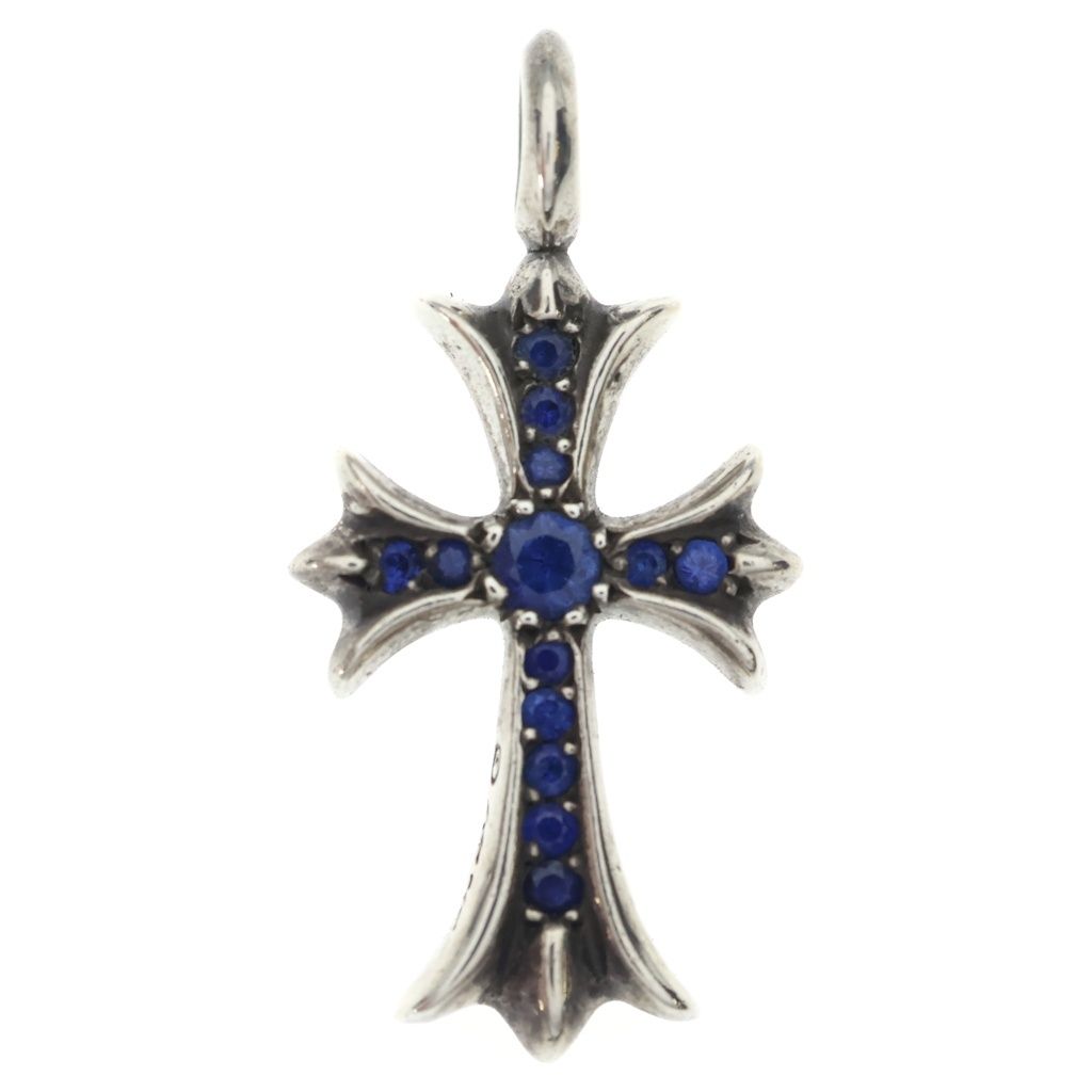 Chrome Hearts Tny Crsf Sap Tiny Fat Cross Pave Saffiano Pendant Top Silver