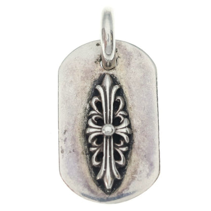 Chrome Hearts Raised Dogtag Charm Silver Necklace Top