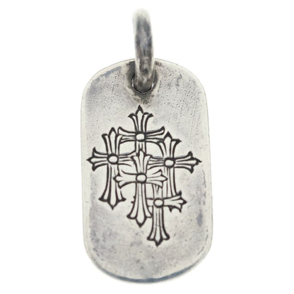 Chrome Hearts Tag Sml Small Dog Tag Cemetery en Gray Gold Silver Necklace Top