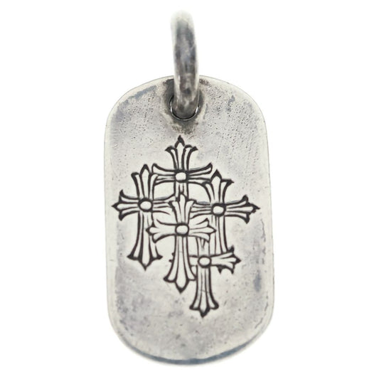 Chrome Hearts Tag Sml Small Dog Tag Cemetery en Gray Gold Silver Necklace Top
