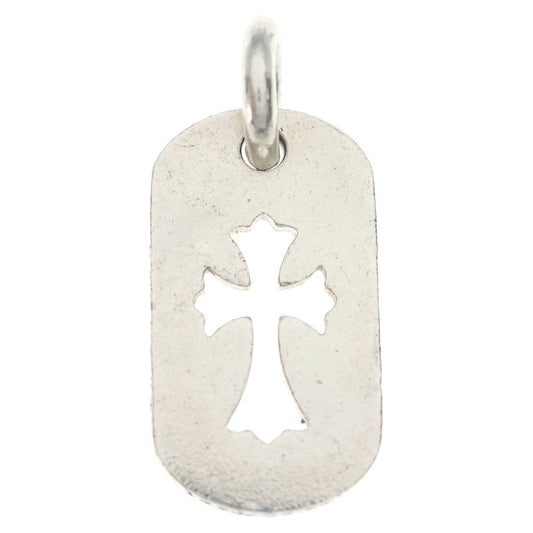 Chrome Hearts Tag Sml CO Crs Cutout Cross Dog Tag Small Pendant Top Silver