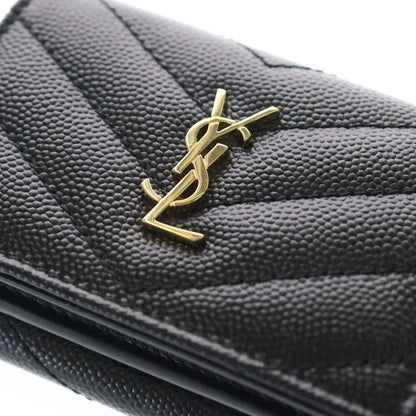 Saint Laurent Paris Cassandra Logo Origami Caviar Leather Tiny Compact Wallet — view 5