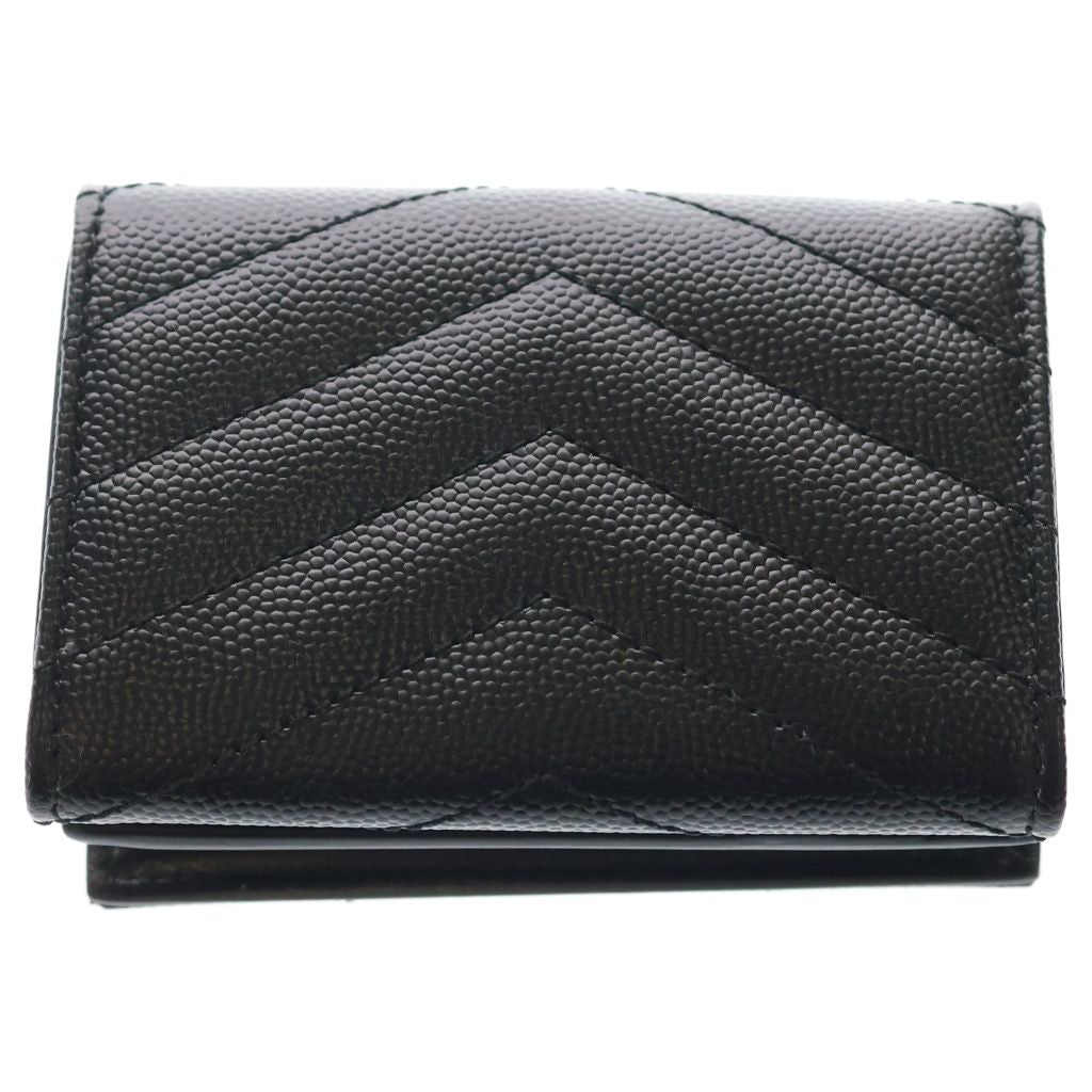 Saint Laurent Paris Cassandra Logo Origami Caviar Leather Tiny Compact Wallet — view 2