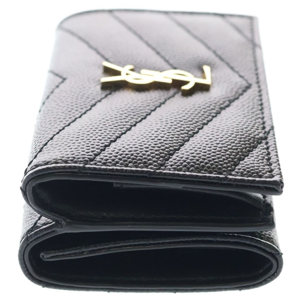 Saint Laurent Paris Cassandra Logo Origami Caviar Leather Tiny Compact Wallet — view 3