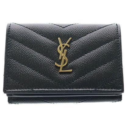 Saint Laurent Paris Cassandra Logo Origami Caviar Leather Tiny Compact Wallet