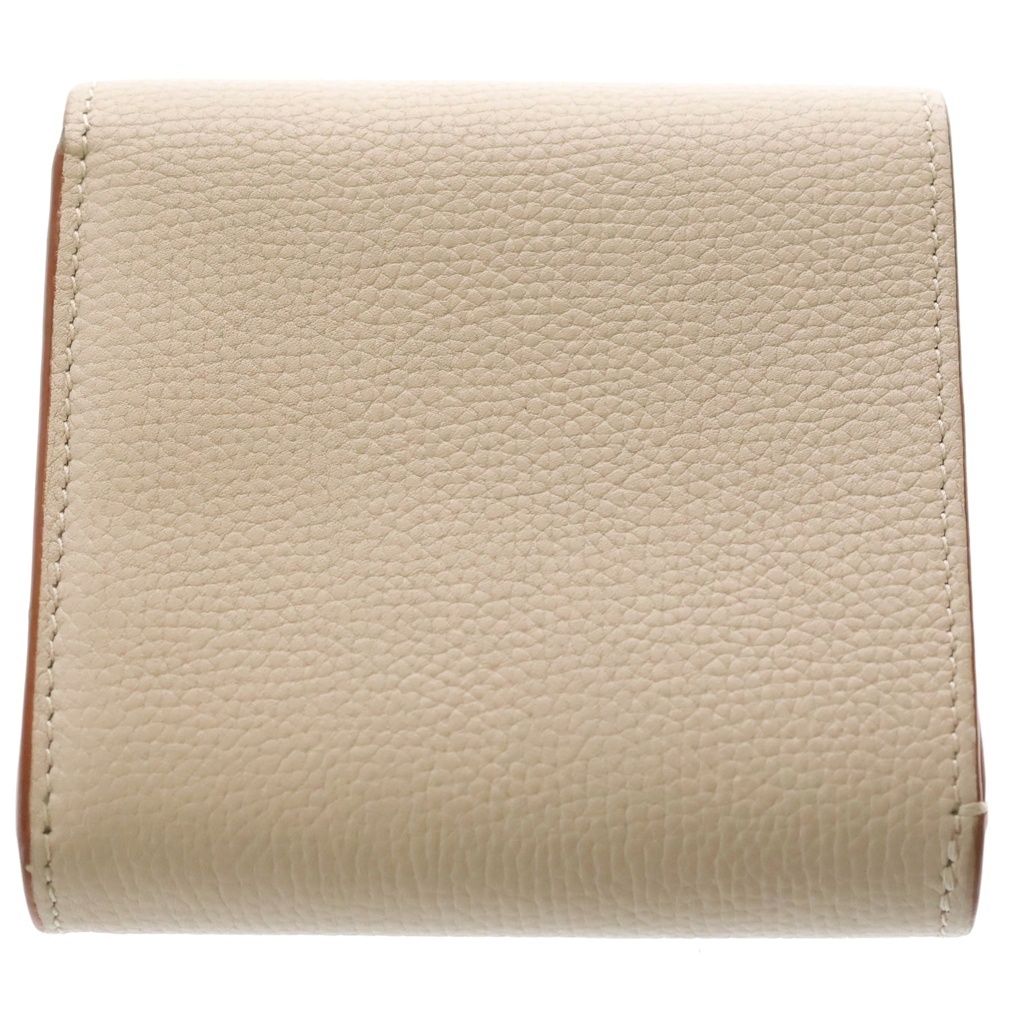Loewe Anagram Logo Plate Trifold Leather Compact Wallet Bifold Beige — view 2