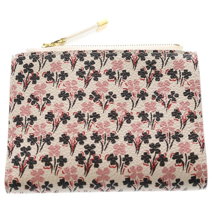 Dior Caro Dahlia Wallet Clover Bifold Coin Case White Leather Gold — view 2