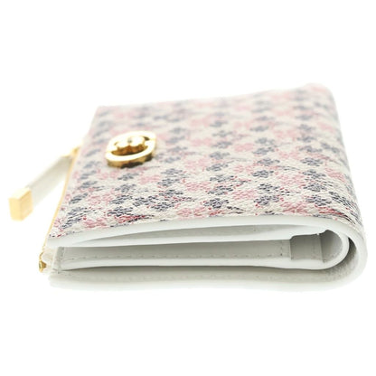 Dior Caro Dahlia Wallet Clover Bifold Coin Case White Leather Gold — view 3