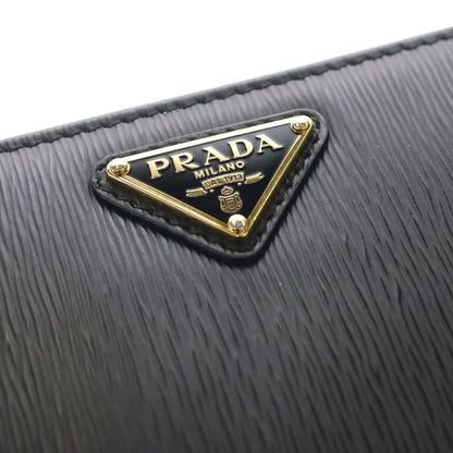 Prada Saffiano Zip Around Wallet Card Case Black Leather Gold — view 5