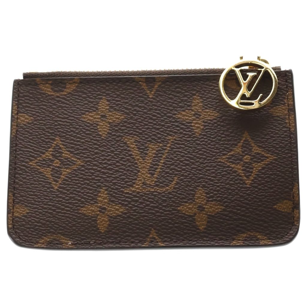 Louis Vuitton Monogram Card Holder Romy Leather Coin Fragment Case Brown Purple