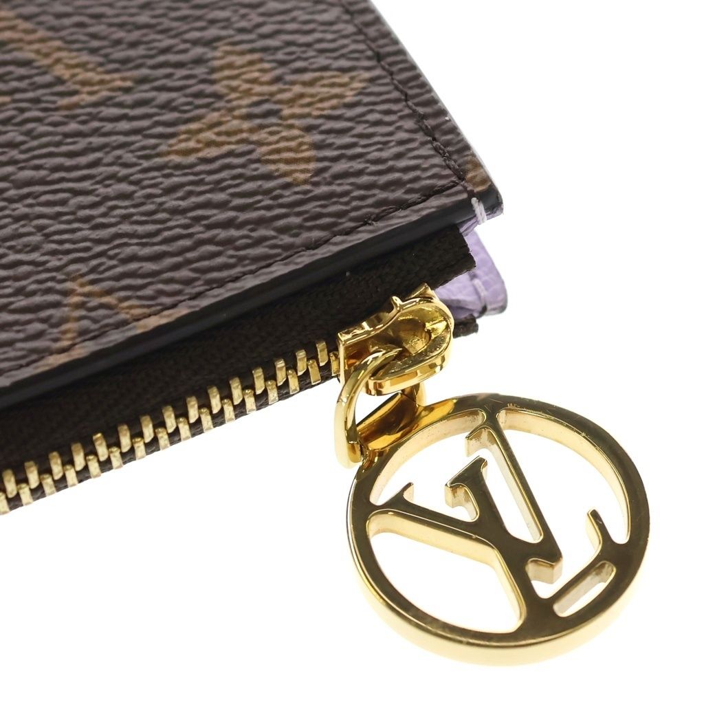 Louis Vuitton Monogram Card Holder Romy Leather Coin Fragment Case Brown Purple — view 5