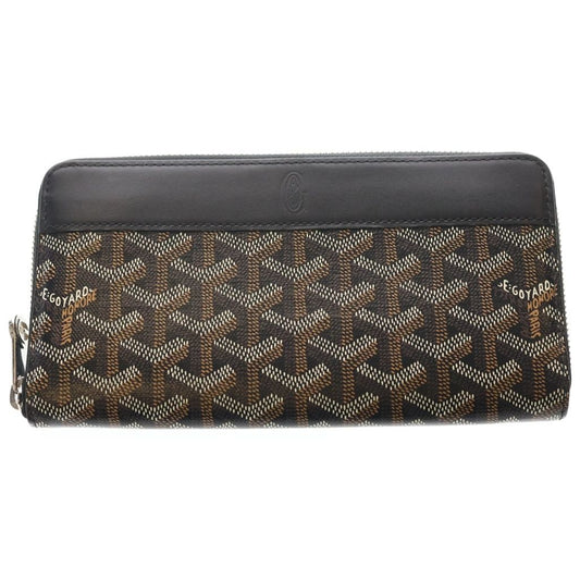 Goyard Matignon GM Apm Zip GM Zip Around Wallet Card Case Black Leather Silver