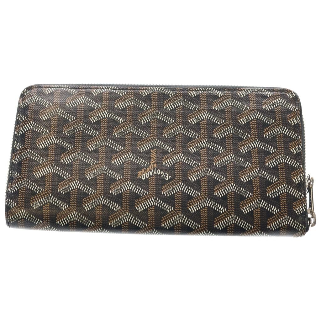 Goyard Matignon GM Apm Zip GM Zip Around Wallet Card Case Black Leather Silver — view 2