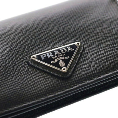 Prada Saffiano Triangle Card Case Business Holder Black — view 6