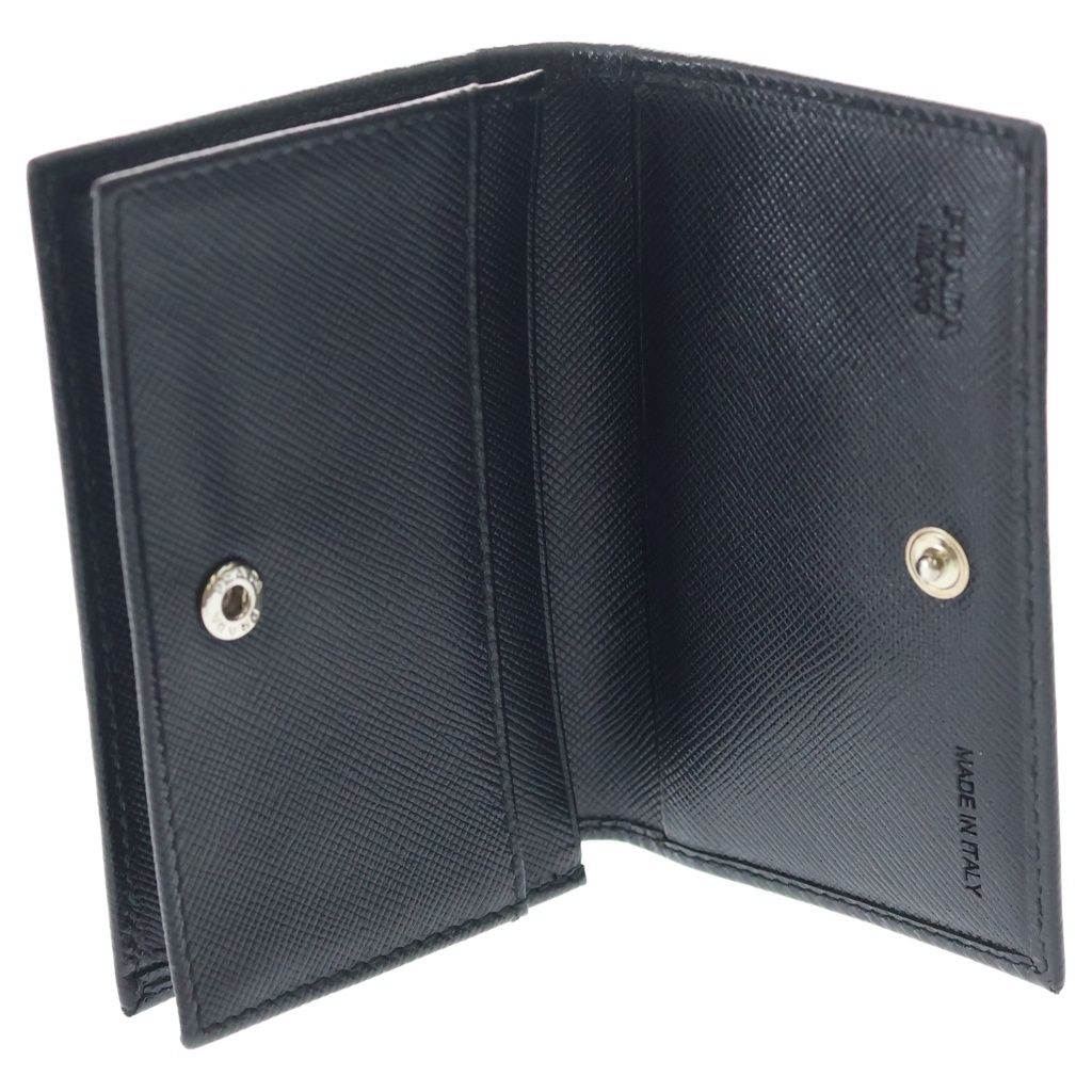Prada Saffiano Triangle Card Case Business Holder Black — view 4