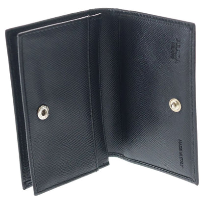 Prada Saffiano Triangle Card Case Business Holder Black — view 4