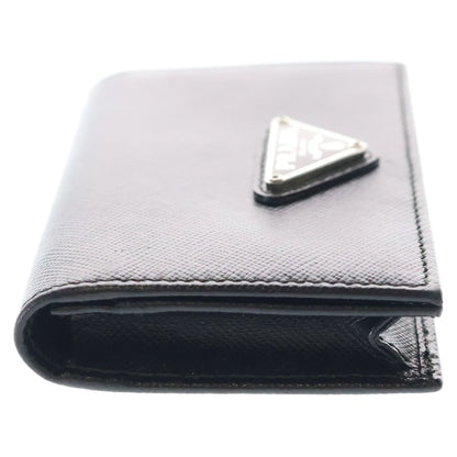 Prada Saffiano Triangle Card Case Business Holder Black — view 3