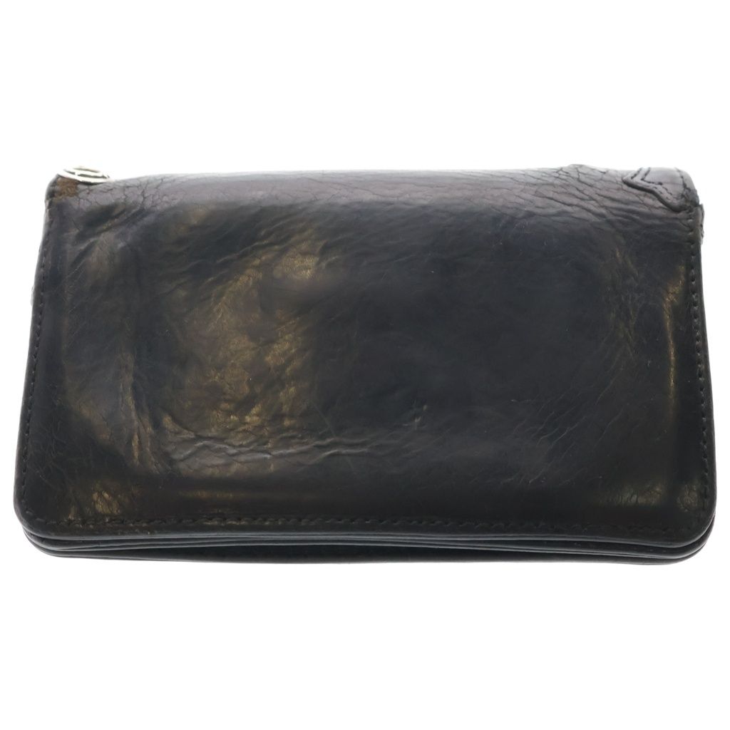 Chrome Hearts 1 Zip Wallet Floral Button Leather Compact Bifold Black Silver — view 2