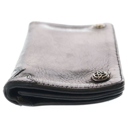 Chrome Hearts 1 Zip Wallet Floral Button Leather Compact Bifold Black Silver — view 3