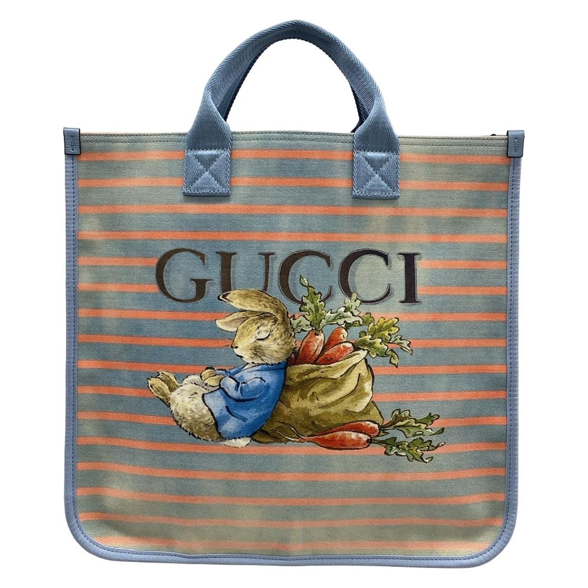 Gucci Tote Children's Blue Pink Multi Peter Rabbit Border