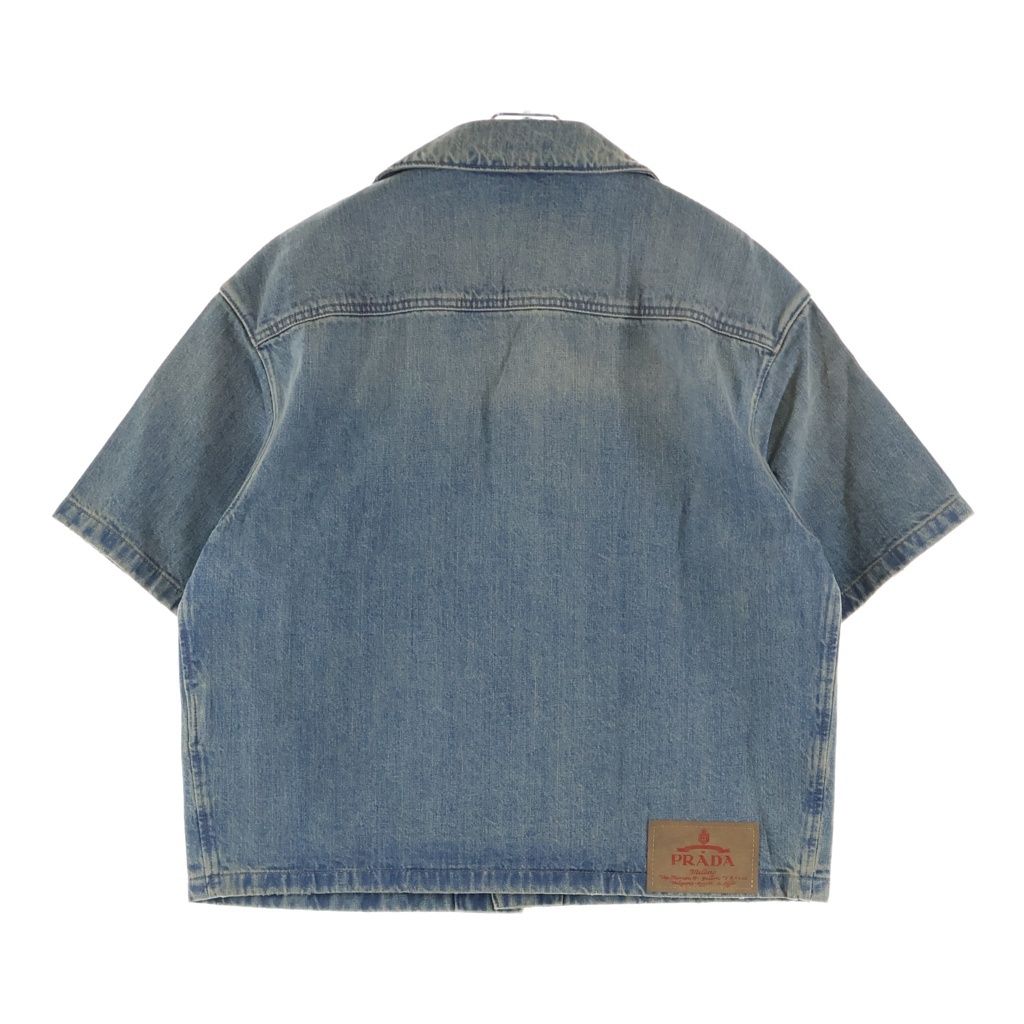 Prada Denim Bleached Bleach Short Sleeve Shirt Indigo — view 2
