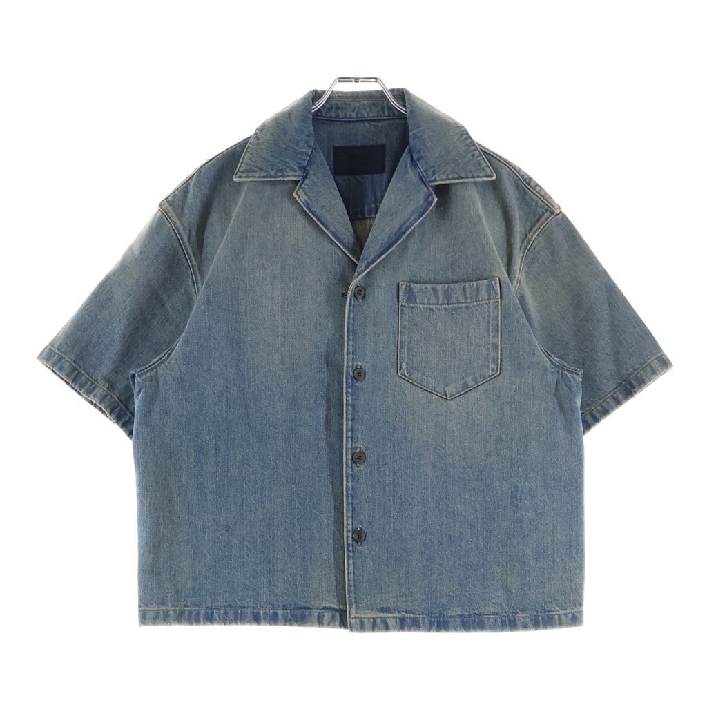Prada Denim Bleached Bleach Short Sleeve Shirt Indigo