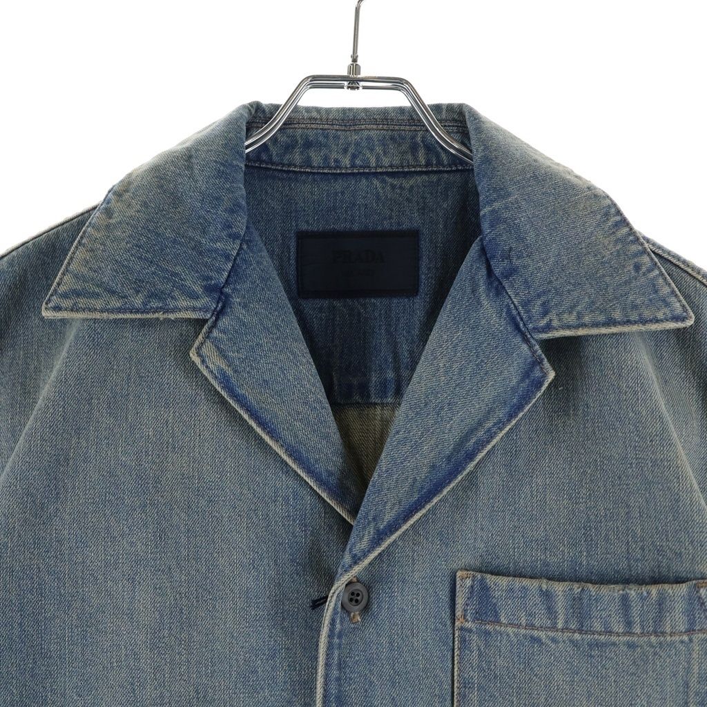 Prada Denim Bleached Bleach Short Sleeve Shirt Indigo — view 3