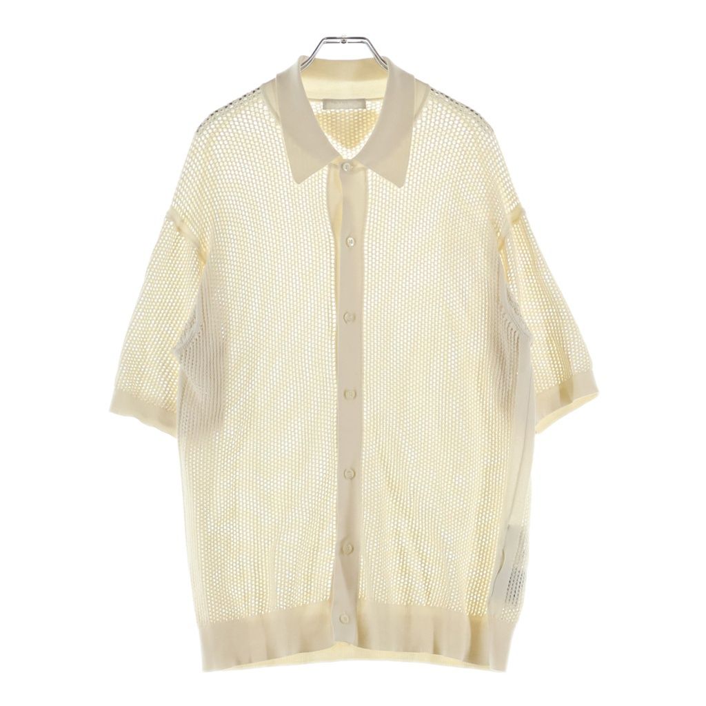 Prada Shaw Tosuri Di Short Sleeve Mesh Knittingknit Shirt Ivory