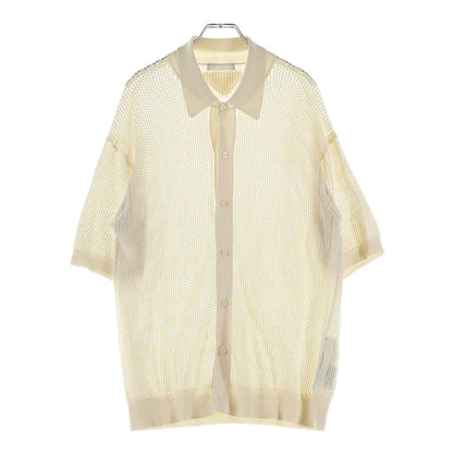 Prada Shaw Tosuri Di Short Sleeve Mesh Knittingknit Shirt Ivory