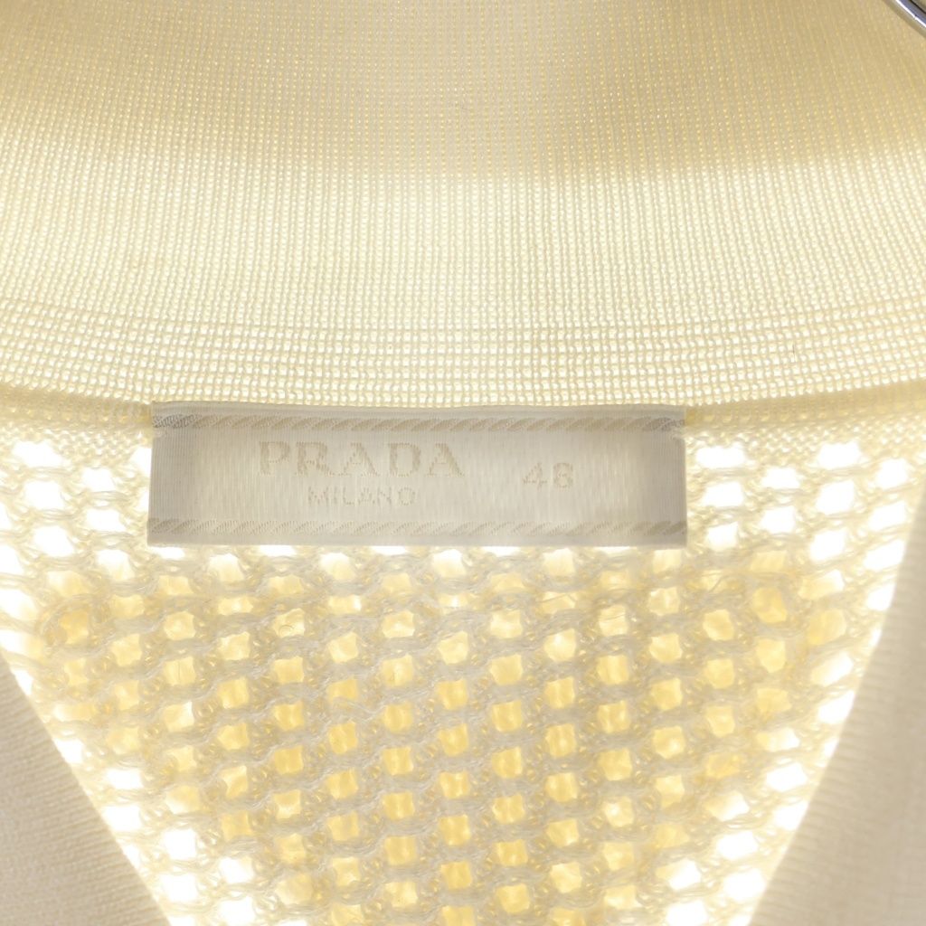 Prada Shaw Tosuri Di Short Sleeve Mesh Knittingknit Shirt Ivory — view 6