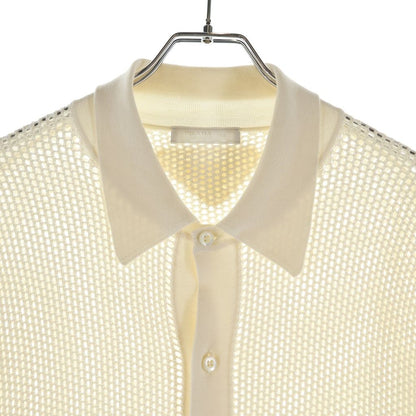 Prada Shaw Tosuri Di Short Sleeve Mesh Knittingknit Shirt Ivory — view 3