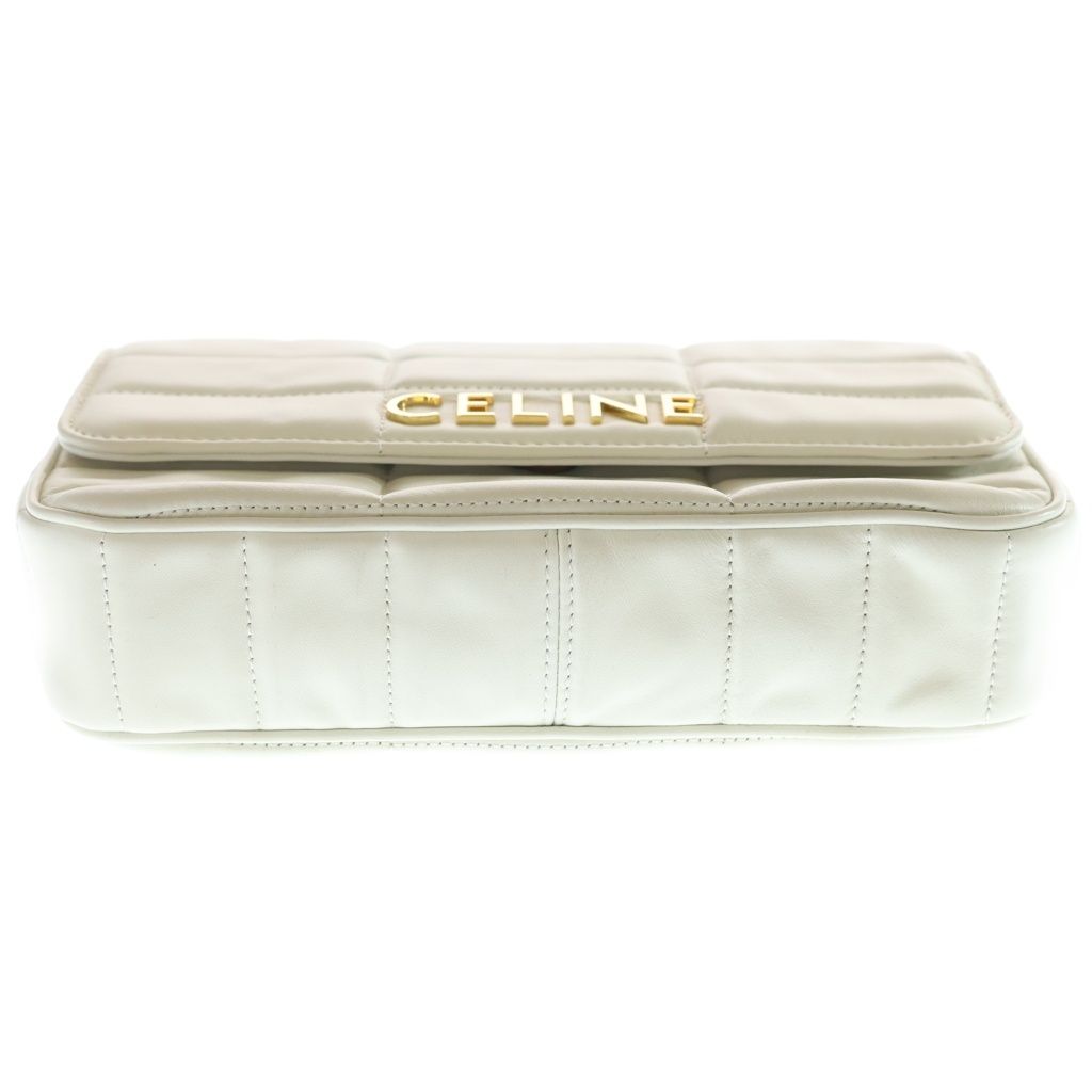 Celine Monochrome Che dbag White Leather Gold Handbag — view 4
