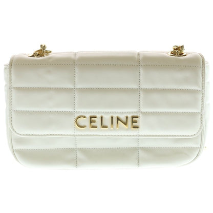 Celine Monochrome Che dbag White Leather Gold Handbag