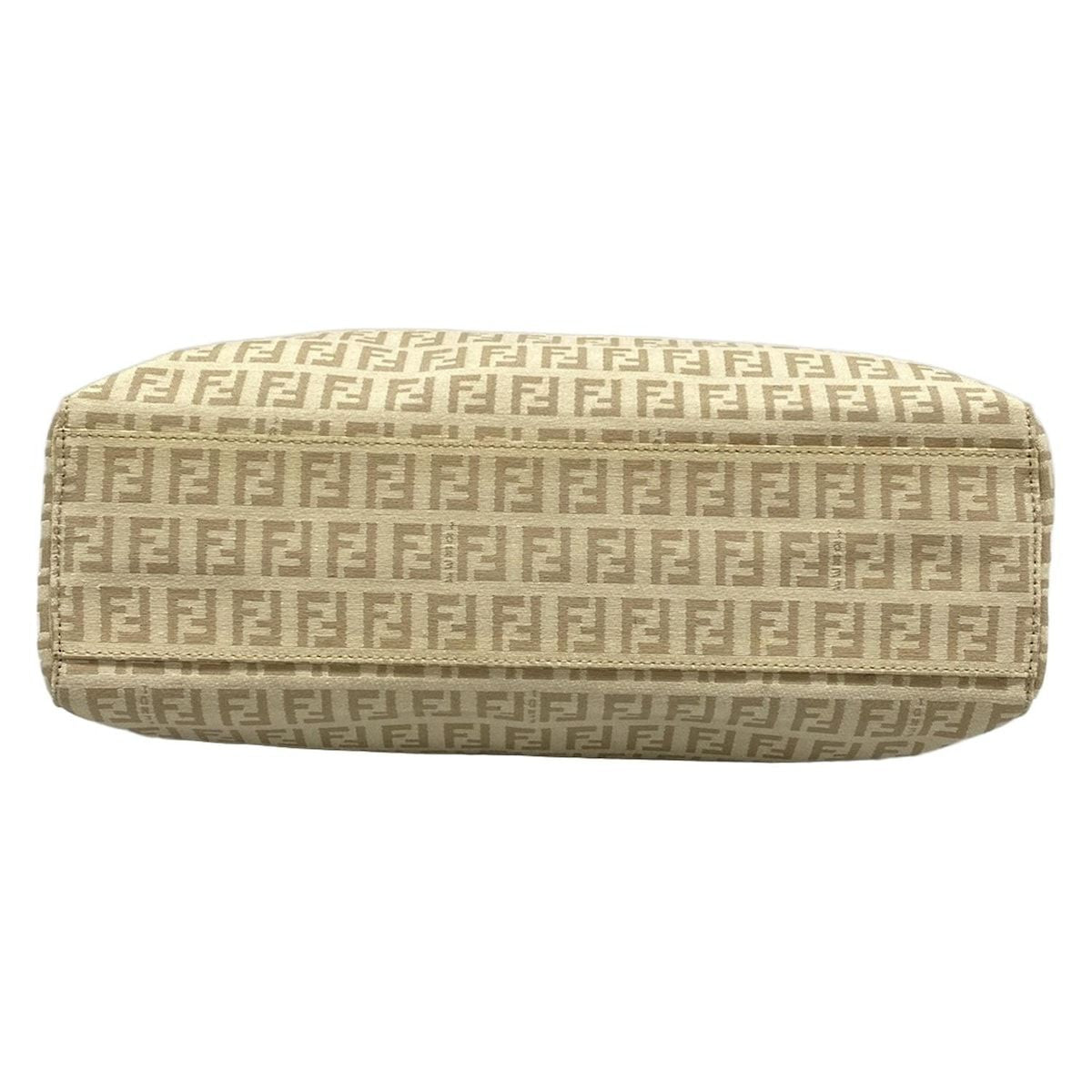 Fendi Tote Zucchino Pattern Ivory Beige Leather — view 5