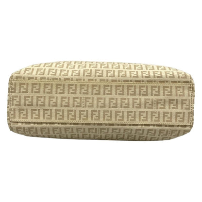 Fendi Tote Zucchino Pattern Ivory Beige Leather — view 5