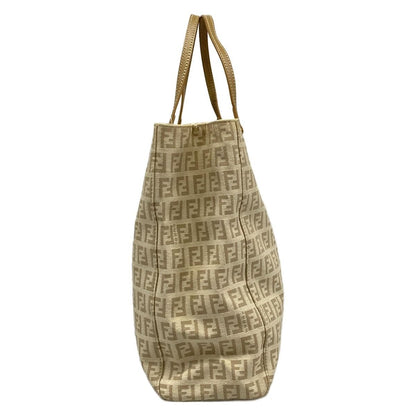 Fendi Tote Zucchino Pattern Ivory Beige Leather — view 2