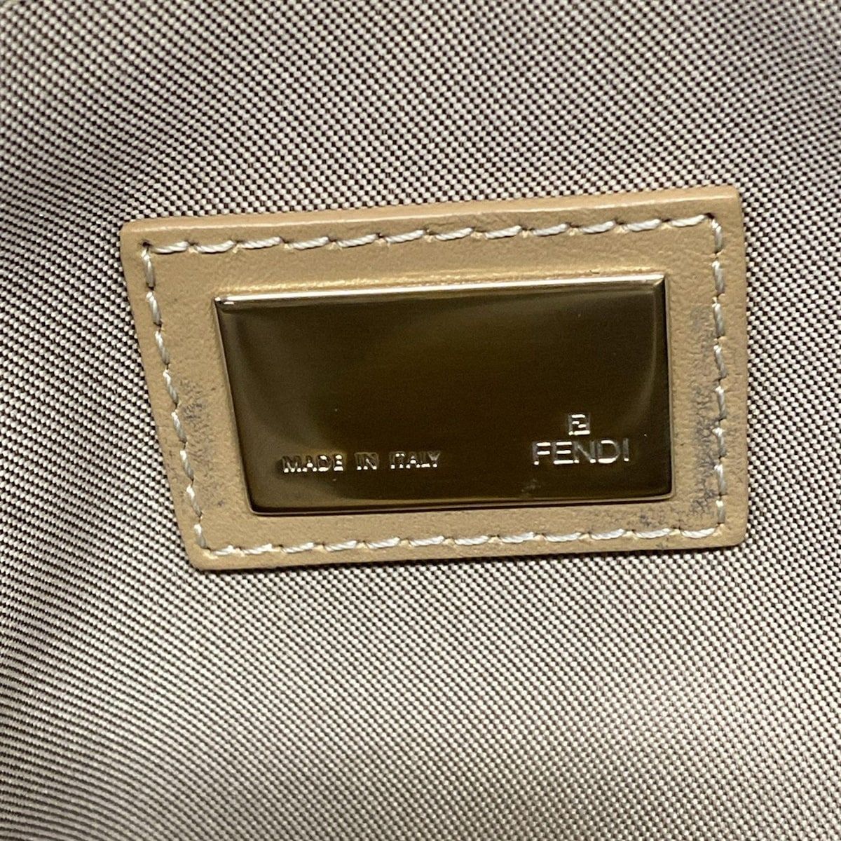 Fendi Tote Zucchino Pattern Ivory Beige Leather — view 8