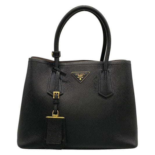 Prada Tote Double Small Black Leather