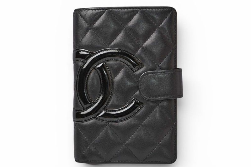 Chanel Wallet Bifold Folding Cambon with Zipper Black