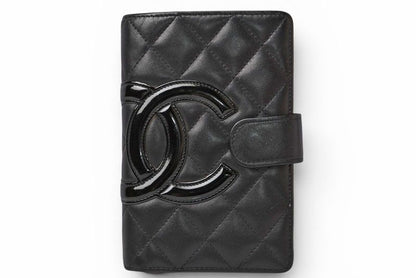 Chanel Wallet Bifold Folding Cambon with Zipper Black