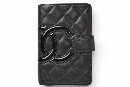 Chanel Wallet Bifold Folding Cambon with Zipper Black