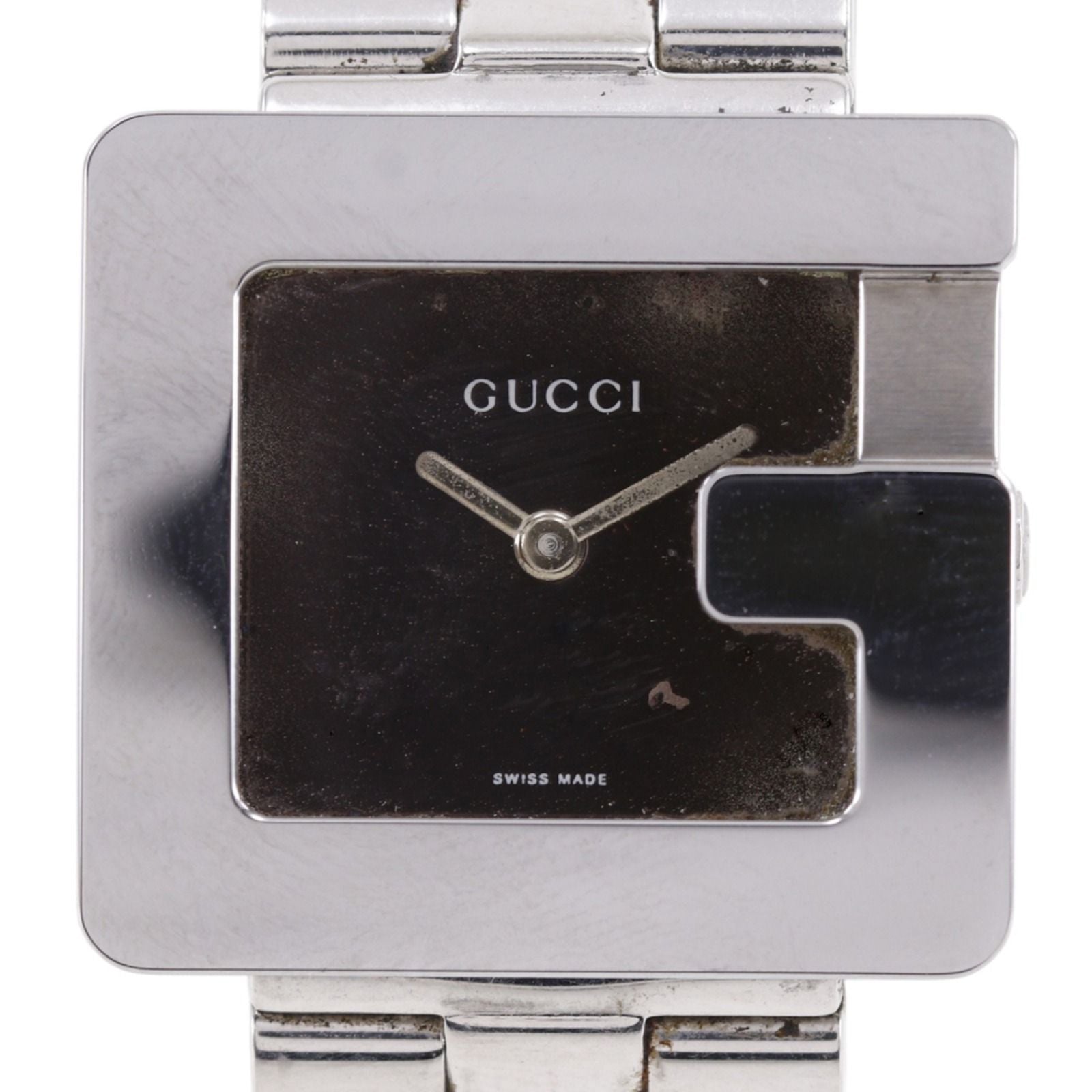 Gucci Square Stainless Steel Quartz Analog Display Brown Dial Watch