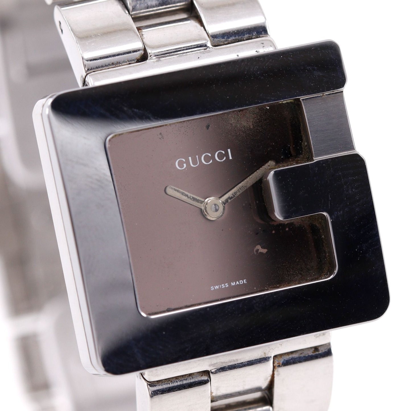 Gucci Square Stainless Steel Quartz Analog Display Brown Dial Watch — view 3